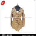 Brown medium long slim fit fashion women pu trench coat